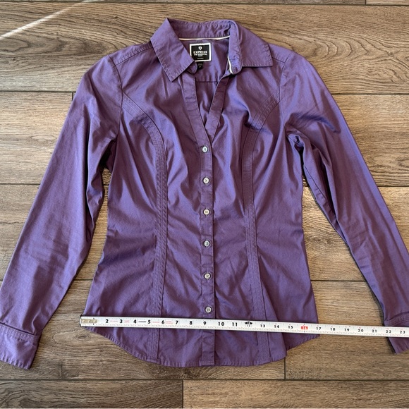 Express Purple Fitted Button-Down Shirt - Picture 12 of 15